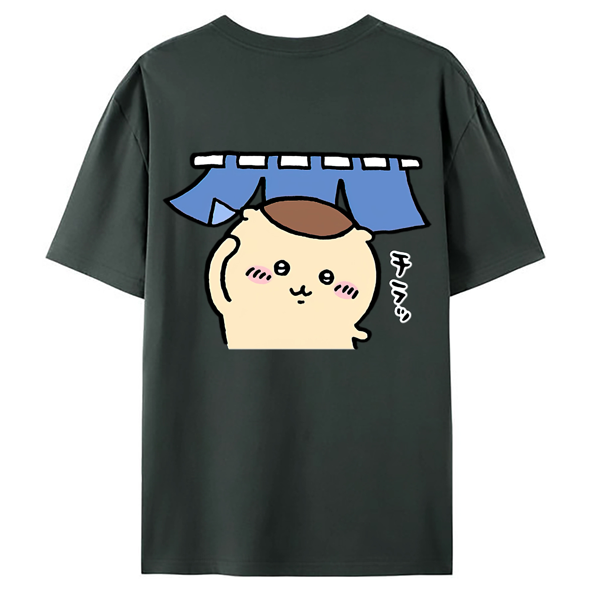 （画像用） ちいかわ くりまんじゅう Chii-kawa kuri manjū 綿100％ メンズ半袖Tシャツ（バックプリント） 通気性